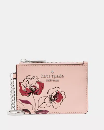 Kate Spade Outlet Floral Key Ring Card Holder In Pink