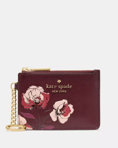Kate Spade Outlet Floral Key Ring Card Holder In Red