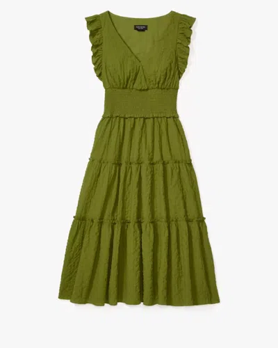 Kate Spade Outlet Flutter Sleeve Tiered Midi Dress In Green