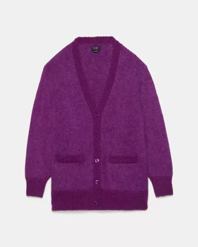 Kate Spade Outlet Fuzzy Oversized Cardigan In Purple