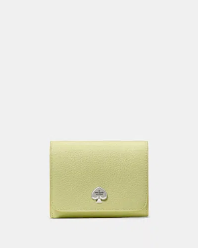 Kate Spade Outlet Kayla Small L-zip Wallet In Green/gold/silver
