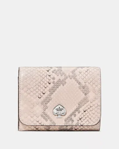 Kate Spade Outlet Kayla Snake Small L-zip Flap Wallet In Pink