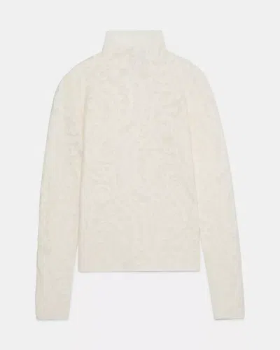 Kate Spade Outlet Lace Knit Turtleneck Top In White
