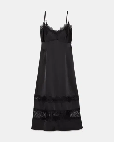 Kate Spade Outlet Lace Trim Satin Slip Dress In Brown