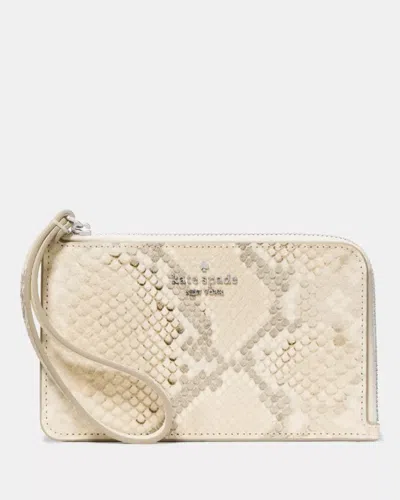 Kate Spade Outlet Lucy Snake Small Card Holder Wristlet In Beige
