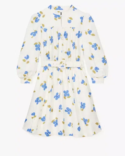 Kate Spade Outlet Painterly Bouquet Belted Shirt Dress In Blue