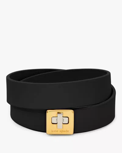 Kate Spade Outlet Phoebe Leather Double Wrap Bracelet In Black