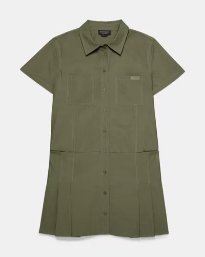 Kate Spade Outlet Pleated Utility Shirtdress In Green