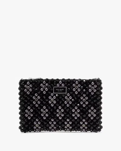 Kate Spade Outlet Purl Flower Beaded Mini Shoulder Bag In Black