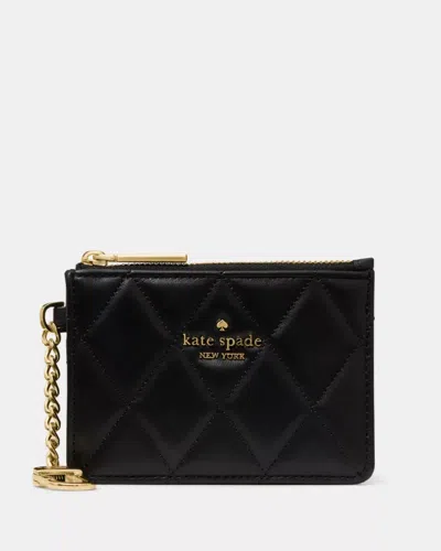 Kate Spade Outlet Quilted Key Ring Card Holder In Black