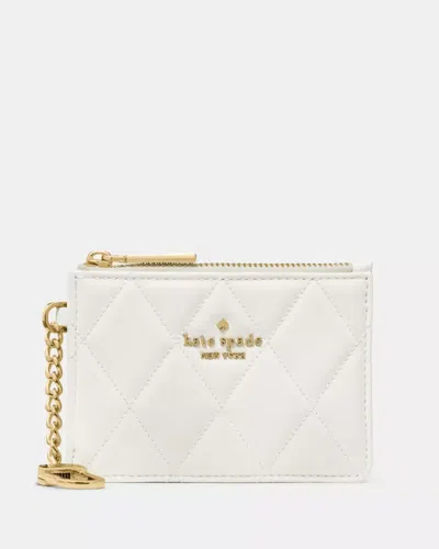 Kate Spade Outlet Quilted Key Ring Card Holder In White