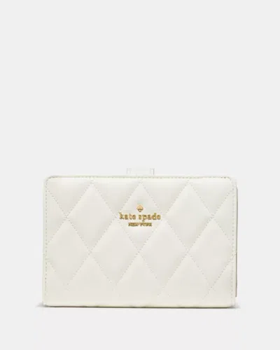 Kate Spade Outlet Quilted Medium Bifold Wallet In White/gold/silver