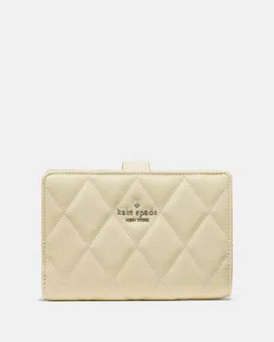 Kate Spade Outlet Quilted Medium Bifold Wallet In Yellow/gold/silver