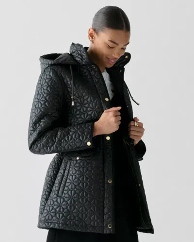 Kate Spade Outlet Quilted Spade Flower Coat In Black