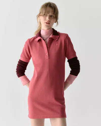 Kate Spade Outlet Ruffle Logo Polo Dress In Burgundy
