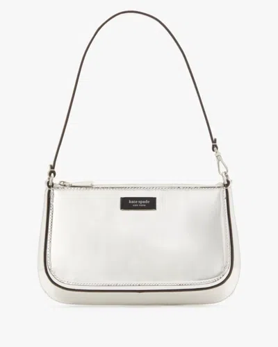 Kate Spade Outlet Sam Icon Metallic Mini Pochette In Silver