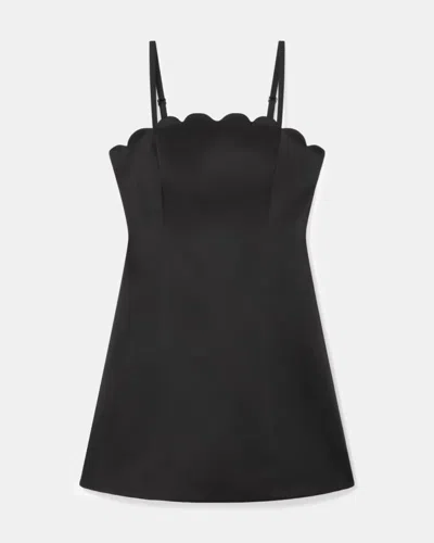 Kate Spade Outlet Satin Scallop Mini Dress In Black