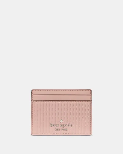 Kate Spade Outlet Shiny Quilted Small Slim Card Holder In Pink