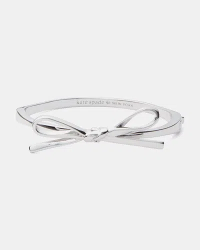 Kate Spade Outlet Skinny Mini Bow Bangle In Silver