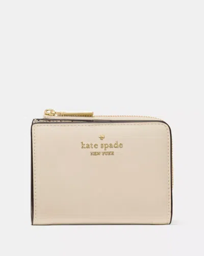 Kate Spade Outlet Small L-zip Wallet In Beige/gold/silver