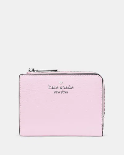 Kate Spade Outlet Small L-zip Wallet In Pink/gold/silver