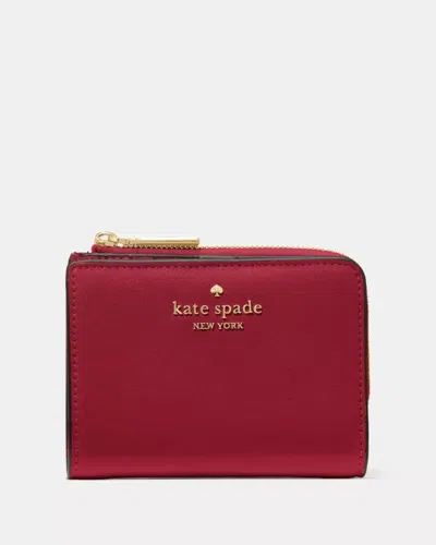 Kate Spade Outlet Small L-zip Wallet In Red/gold/silver