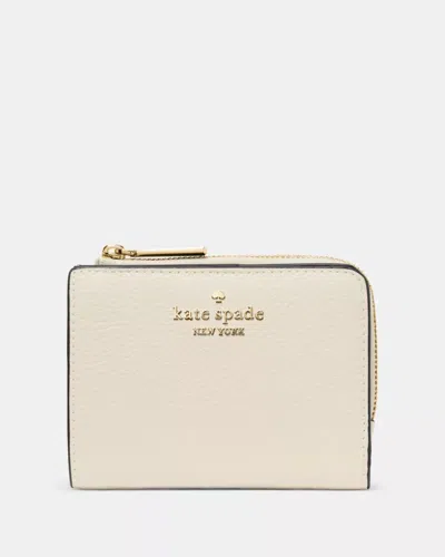 Kate Spade Outlet Small L-zip Wallet In White/gold/silver
