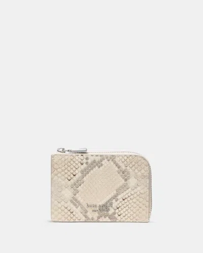 Kate Spade Outlet Snake Embossed Mini Zip Card Case In Neutral