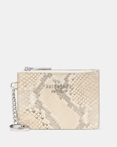 Kate Spade Outlet Snake Key Ring Card Holder In Beige