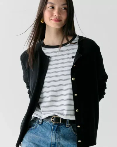 Kate Spade Outlet Spade Flower Button Lightweight Cardigan In Black