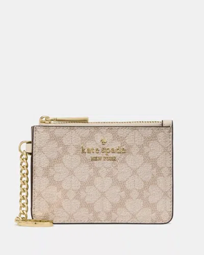 Kate Spade Outlet Spade Flower Key Ring Card Holder In Beige