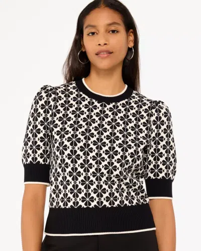 Kate Spade Outlet Spade Flower Puff Sleeve Sweater In Black