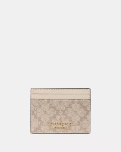 Kate Spade Outlet Spade Flower Small Slim Card Holder In Beige