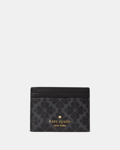 Kate Spade Outlet Spade Flower Small Slim Card Holder In Black