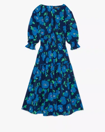 Kate Spade Outlet Springtime Blooms Smocked Dress In Blue