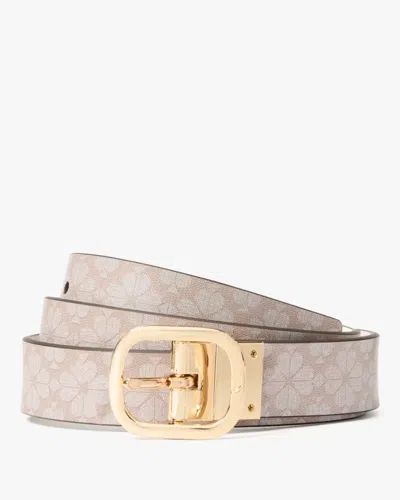 Kate Spade Outlet Textured Spade Flower Reversible Belt In Neutral