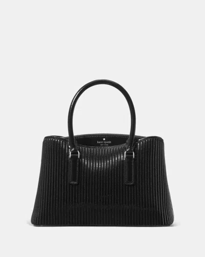 Kate Spade Outlet Thompson Street Shiny Quilted Small Satchel Bag In Black