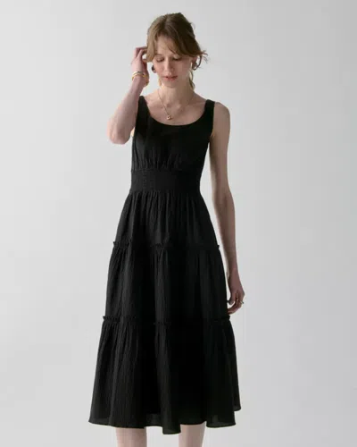 Kate Spade Outlet Tiered Midi Dress In Black