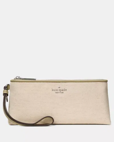 Kate Spade Outlet Wren Twill Wristlet In Tan