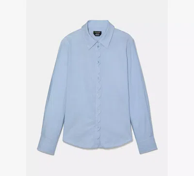 Kate Spade Oxford Scallop Shirt In Blue