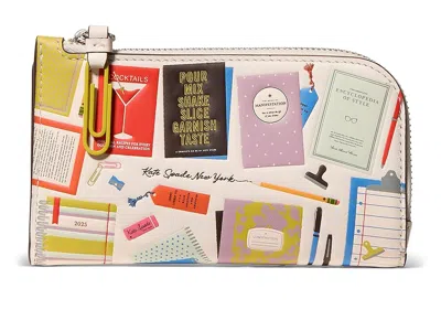 Kate Spade Page Turner Bestsellers Print Smooth Leather Small Slim Bifold Wallet Wallet Handbags Cream Multi: O