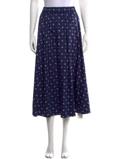Pre-owned Kate Spade Paisley Print Midi Length Skirt In Blue