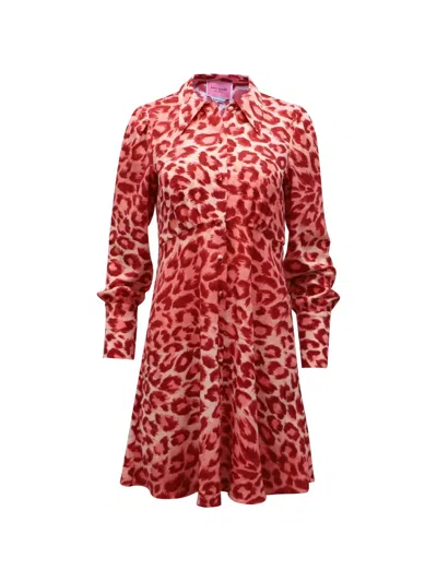 Pre-owned Kate Spade Panthera-print Mini Dress In Red
