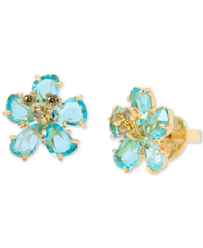 Kate Spade Paradise Flower Stud Earrings In Blue Gold.