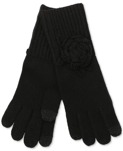Kate Spade Park Roses Gloves In Black