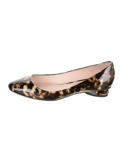 Pre-owned Kate Spade Patent Leather Animal Print Ballet Flats In Brown