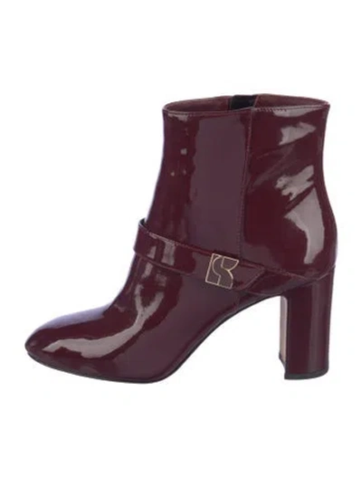 Pre-owned Kate Spade Patent Leather Boots In Burgundy