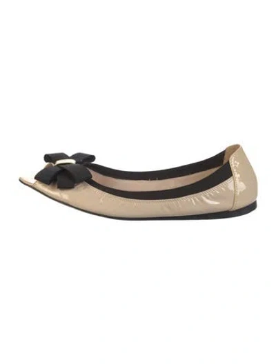 Pre-owned Kate Spade Patent Leather Bow Accents Ballet Flats
