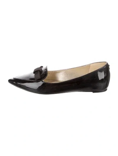 Pre-owned Kate Spade Patent Leather Bow Accents Loafers In Black