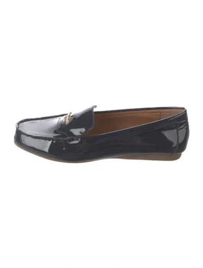 Pre-owned Kate Spade Patent Leather Bow Accents Loafers In Blue